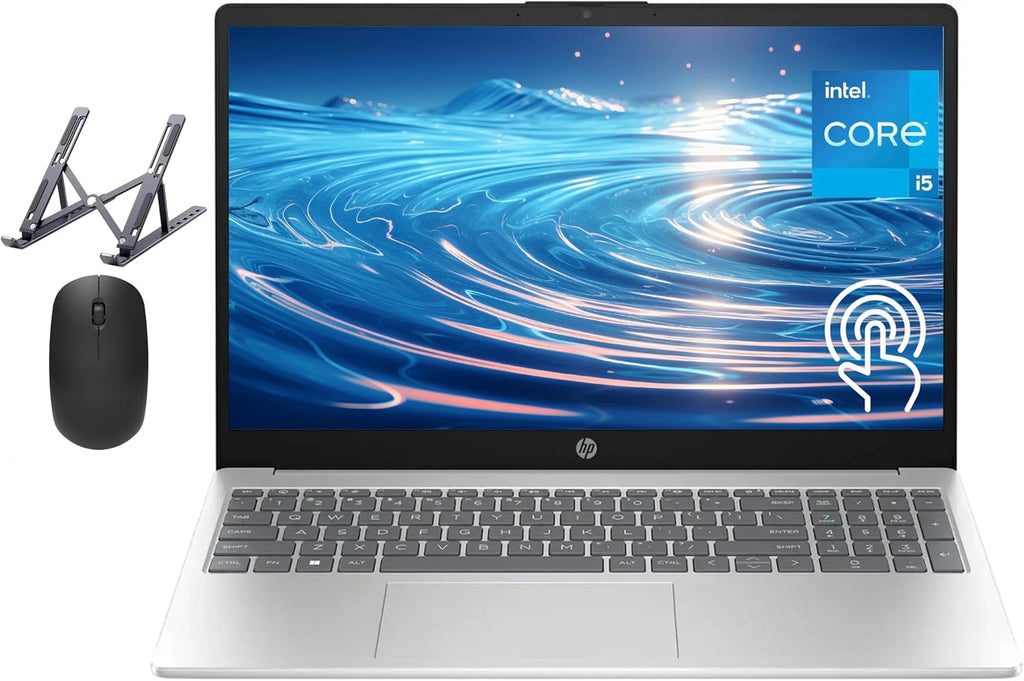 HP 15.6' Touchscreen Laptop, Intel Core i5 Processor, 16GB RAM, 1TB SSD,Numeric Keypad, Bluetooth, Wi-Fi, Long Battery Life, Windows 11 Home, Alpacatec Accessories, Silver