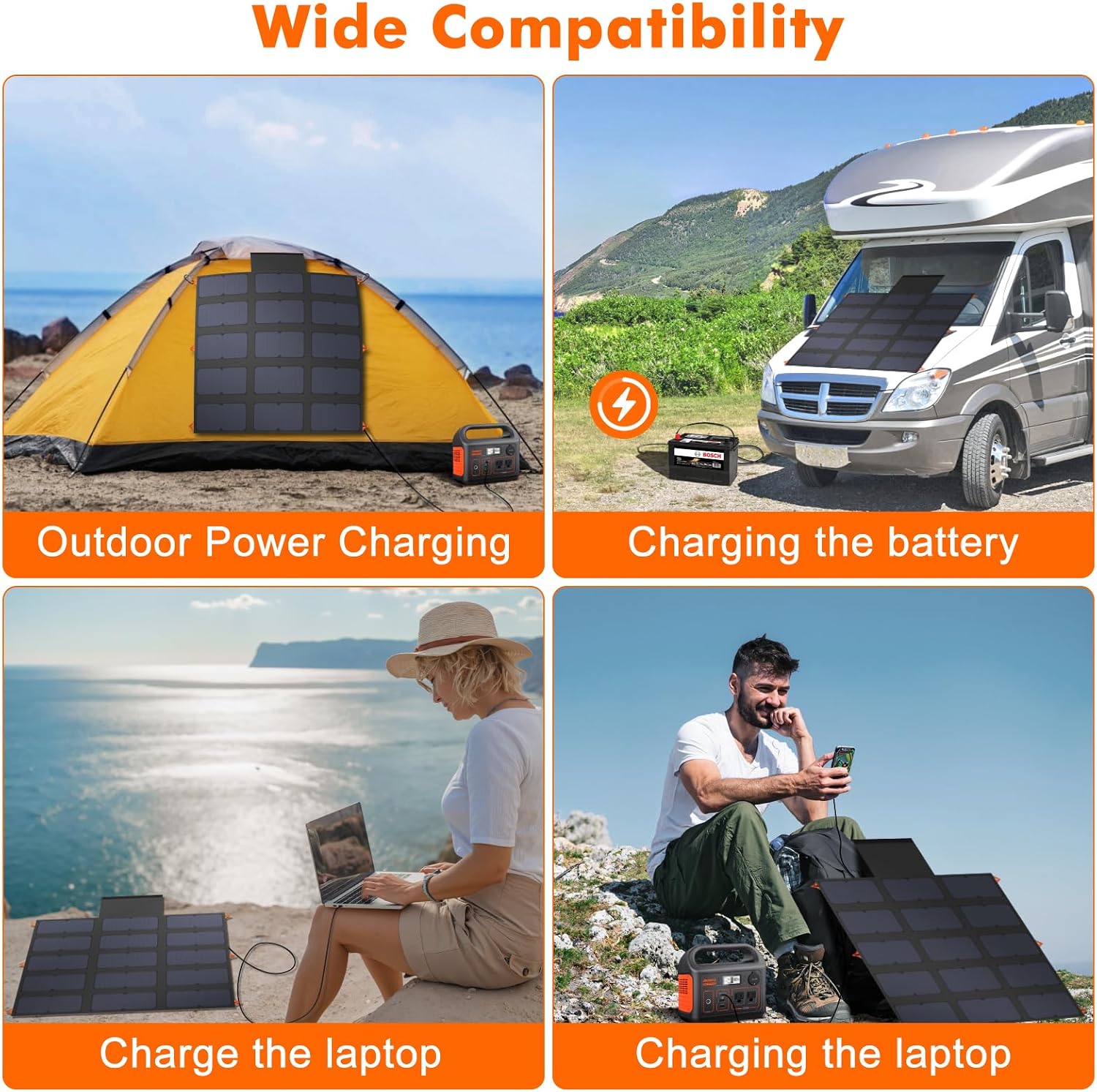 SOKIOVOLA 100W Portable Foldable Solar Panel 20V Portable Solar Charger with QC3.0 USB-A & Type-C Output IP68 Waterproof for Cell Phones Camera Outdoor Camping RV Hiking Travel Small Power Station