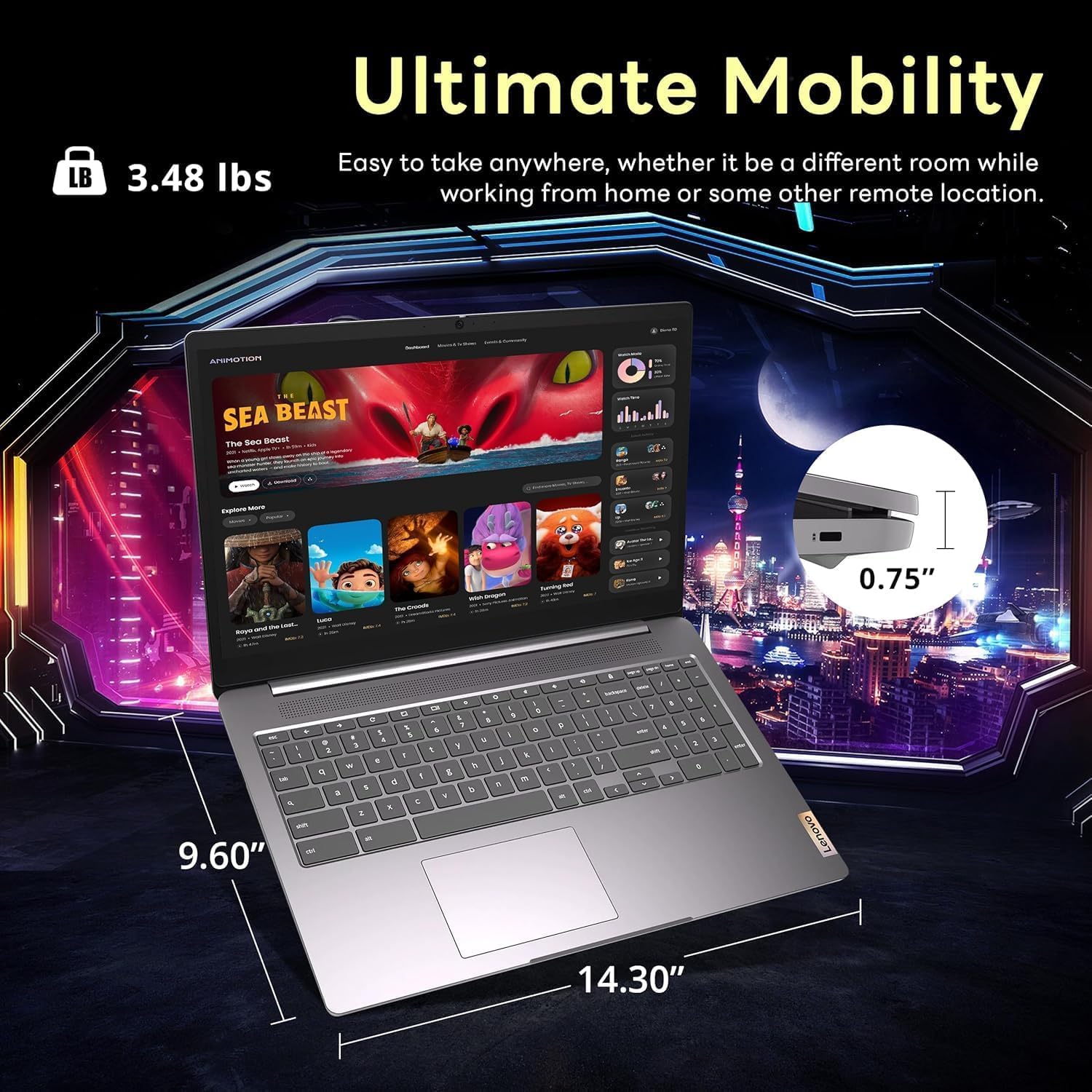 Lenovo IdeaPad 3i Chromebook Laptop 15.6 inch FHD Large Screen - 8GB RAM| 192GB Storage -Google Chromebook Kids School Student - HDMI - Wi-Fi 6 - Long Battery Life for Framework