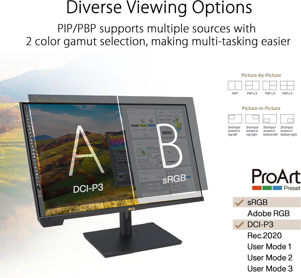 ASUS ProArt Display 32' 4K HDR Mini-LED Professional Monitor (PA32UCXR) – UHD (3840 x 2160), Built-in Motorized Colorimeter, Dolby Vision, 99% Adobe RGB, 97% DCI-P3, ΔE<1, Thunderbolt 4, 3 yr warranty
