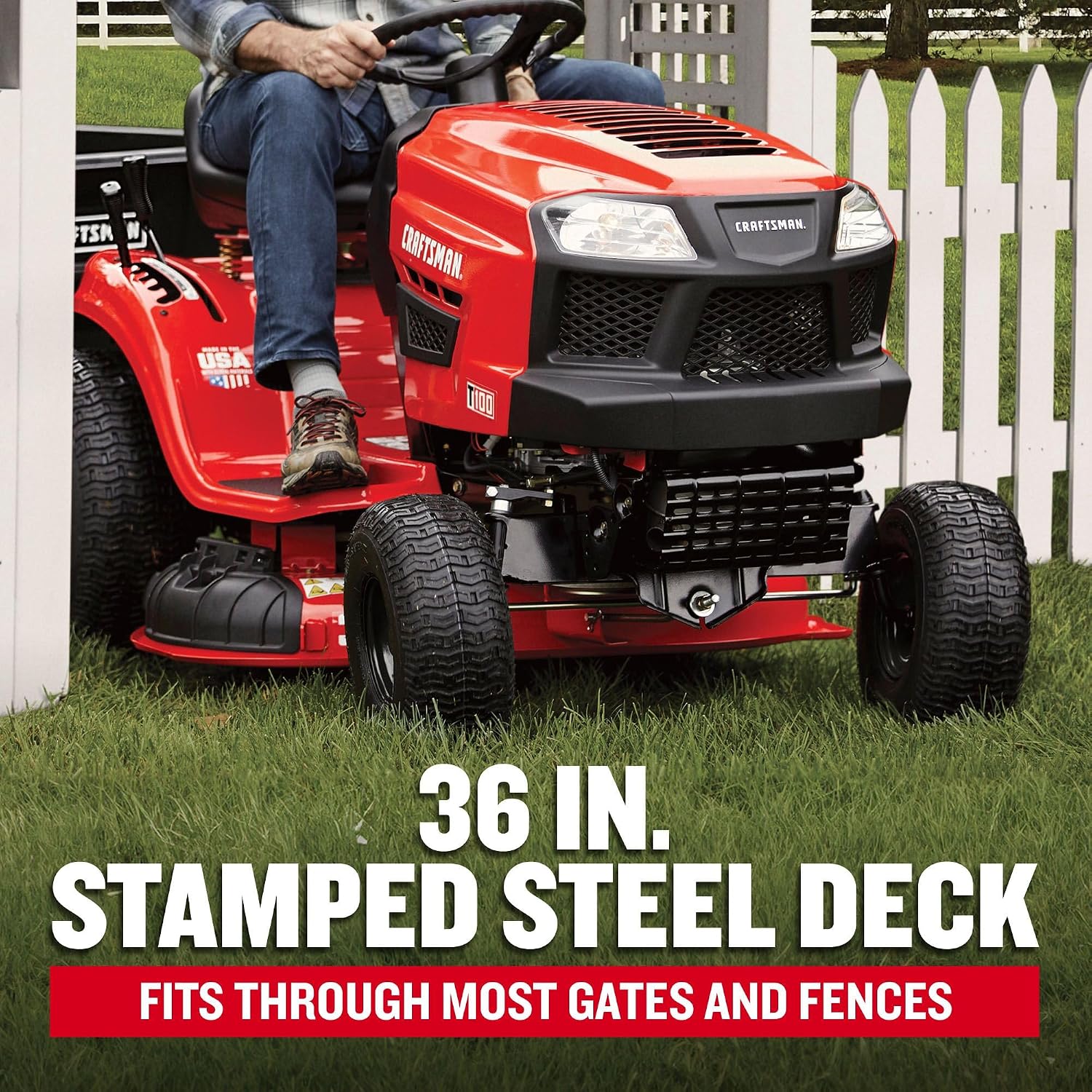 CRAFTSMAN 36' Gas Riding Lawn Mower with 11.5 HP* Briggs and Stratton Single-Cylinder Engine, Gas Lawn Tractor with 7-Speed Transmission, Red/Black (13AC77XYA93)