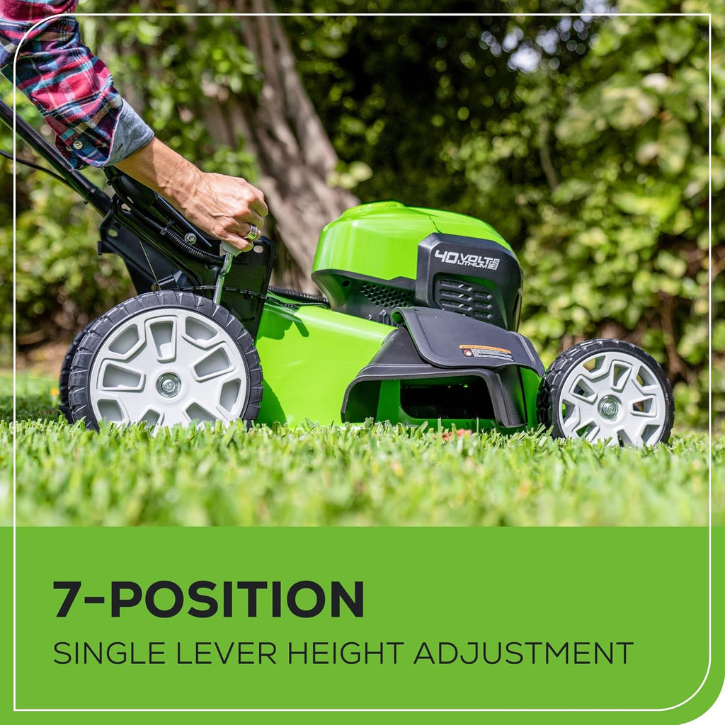 Greenworks 40V 21' Brushless Cordless (Smart Pace / Self-Propelled) Lawn Mower (75+ Compatible Tools), (2) 4.0Ah Batteries and Charger Included