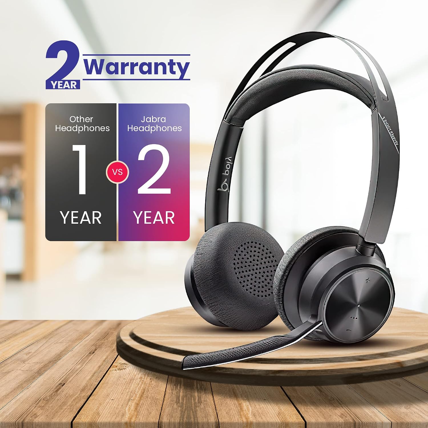 Poly Plantronics Voyager Focus 2 UC Bluetooth Stereo Headset with Charging Stand, USB-C/A Adapters, Connects to Teams, Zoom and All Leading UC Platforms, Pairs to Both Laptop and Cellphone, GTW Cloth