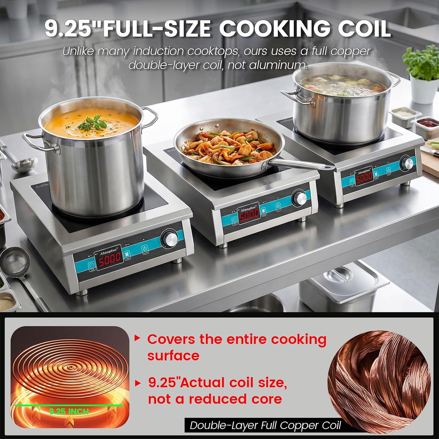 Commercial Induction Cooktop 5000W 190V~275V Electric Stove Commercial Range Countertop Burner with 18 Hour Timer Non Circulating Heating Portable Hot Plate for Restaurant&Hotel&Kitchen Use