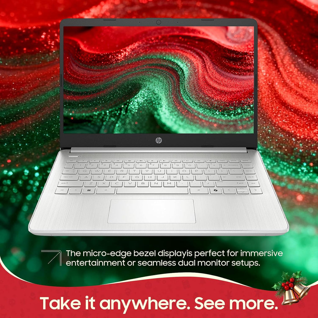 HP 2025 14' Laptop Computer for Business & Student, Intel Processor N150, 16 GB RAM, 384 GB Storage(128GB UFS+256GB MSD), AI Copilot, Wi-Fi 6, Windows 11 Pro, Thin & Light, Up to 11-Hour Battery Life