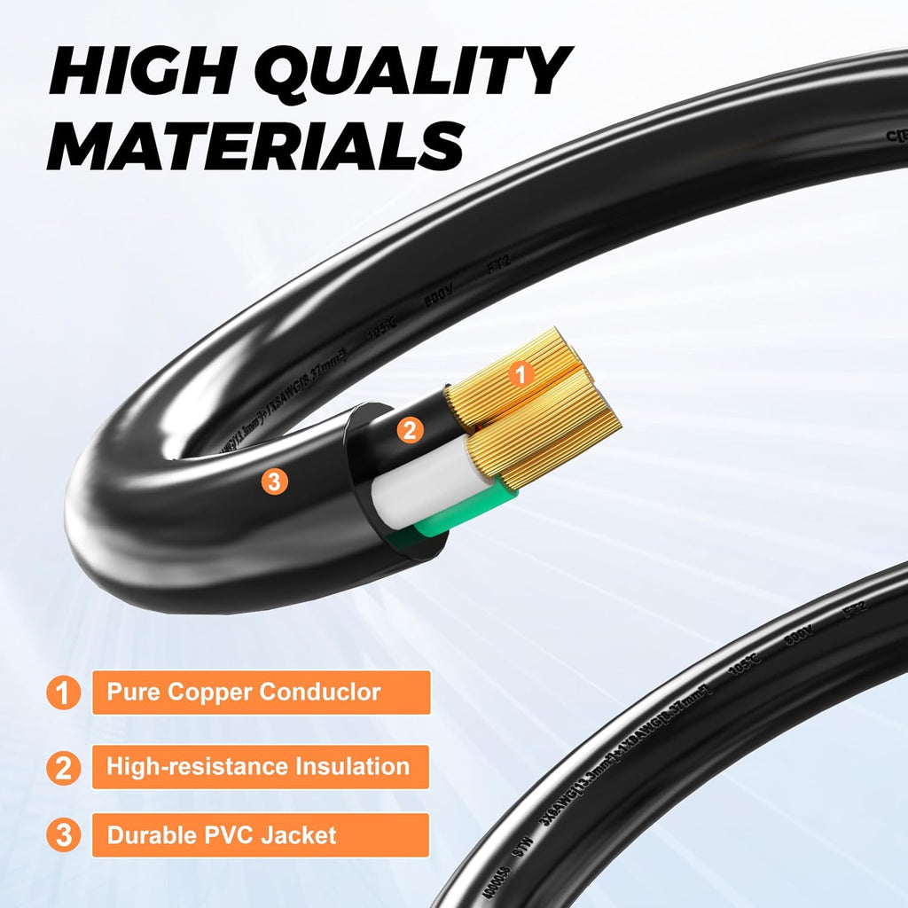 50 Amp 25 Feet Generator Extension Cord, NEMA 14-50P Male to SS2-50R & CS6364 STW 6/3+8/1 AWG 125/250V Generator Power Cord Twist Lock Connectors for Generator to House