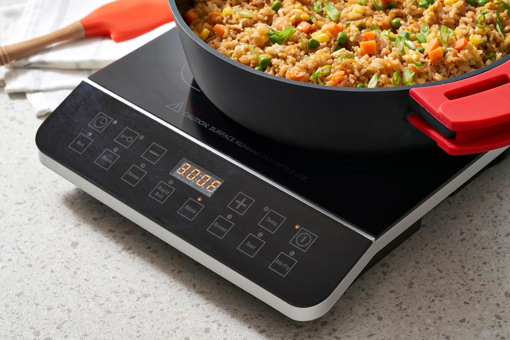 Zavor Onyx Induction Cooktop, Electric Burner with 8 Quick Launch Buttons, Energy-Efficient Burners for Cooking up to 50% Faster, Cool Touch Surface, Safety Lock, Slanted Panel, 180 Minutes Timer