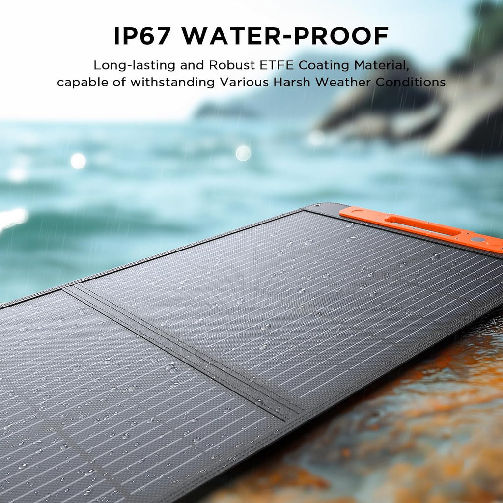 200W Portable Solar Panel for Power Station,23.5% Efficiency Mono Foldable Solar Charger with Solar Angle Guide for Jackery/Bluetti/EcoFlow/Anker,IP67 Waterproof for Camping RV Off-Grid Backup