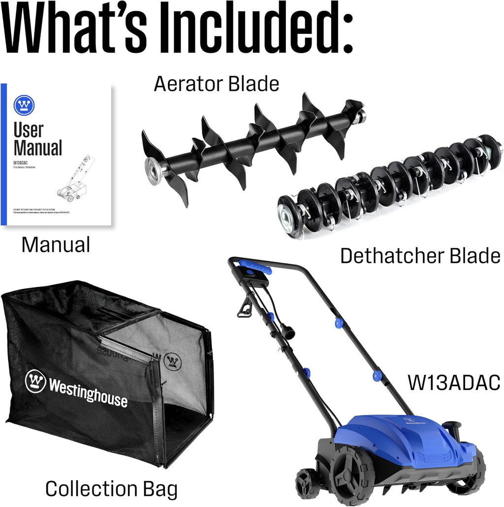 Westinghouse 13' 12-Amp 2-in-1 Electric Dethatcher and Scarifier with Collection Bag