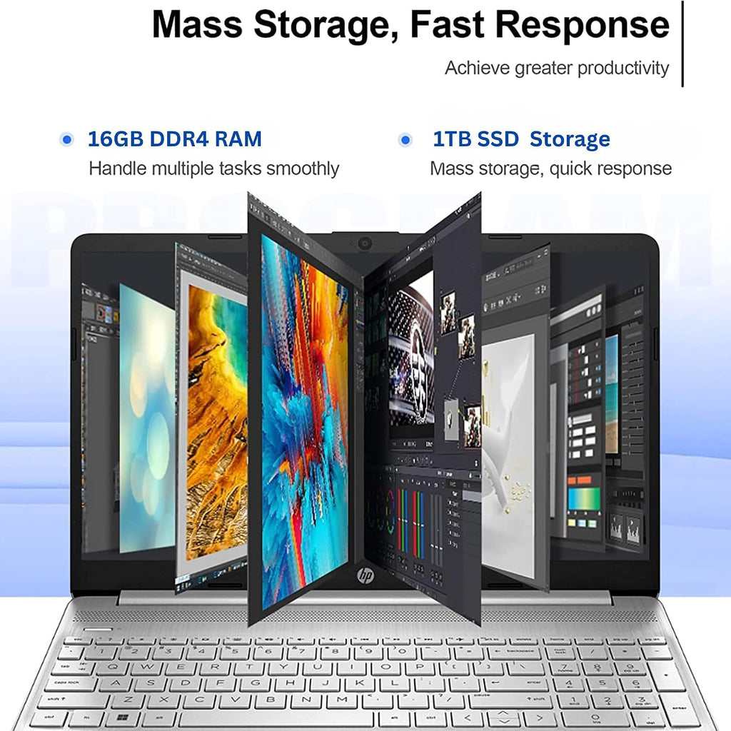 HP Pavilion 15.6' HD Touchscreen Anti-Glare Laptop, 16GB RAM, 1TB SSD Storage, Intel Core Processor up to 4.1GHz, Up to 11 Hours Long Battery Life, Type-C, HDMI, Windows 11 Home, Silver