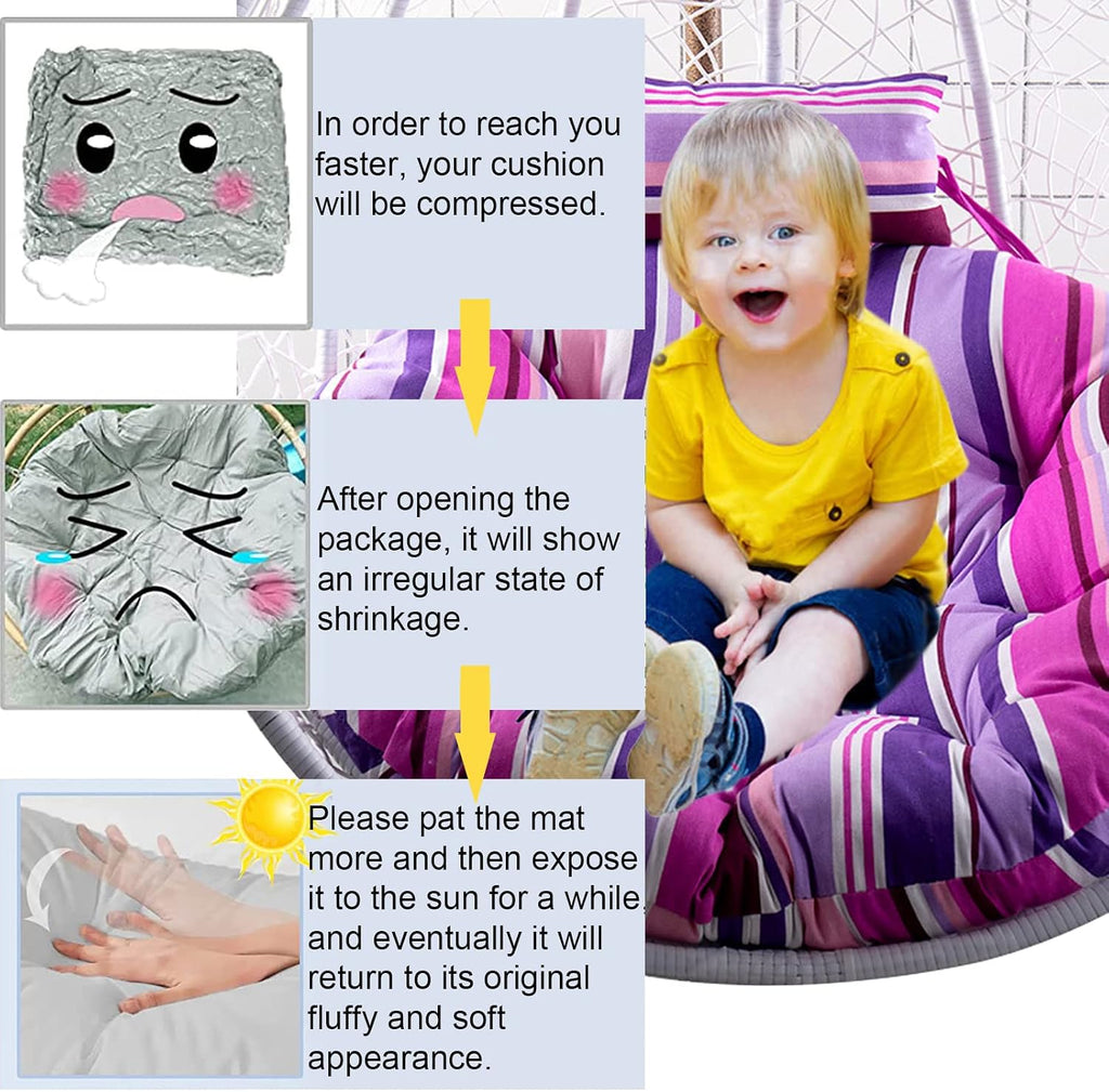Papasan Chair Cushion Thick Comfortable and Oversized Egg Rocking Chair Cushion Round Indoor Hanging Egg Chair Cushions Swing Chair Cushion Without Chair (E 120cm/47.24in)