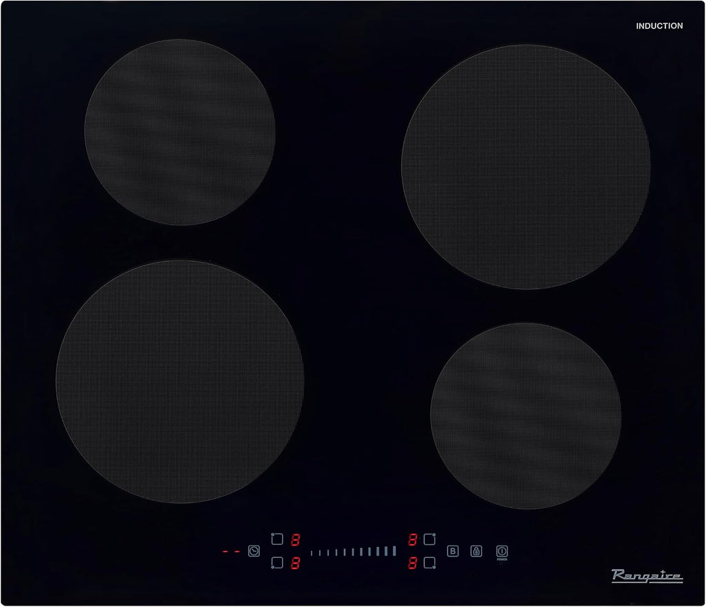 Rangaire RCI241S 24' Induction Cooktop, 6700W, 4 Burners, Built-in Stove Top, Booster & Timer, 9 Power Levels, Slide Touch Control, Child Safety Lock, 240V Hard Wire, Ceramic Surface