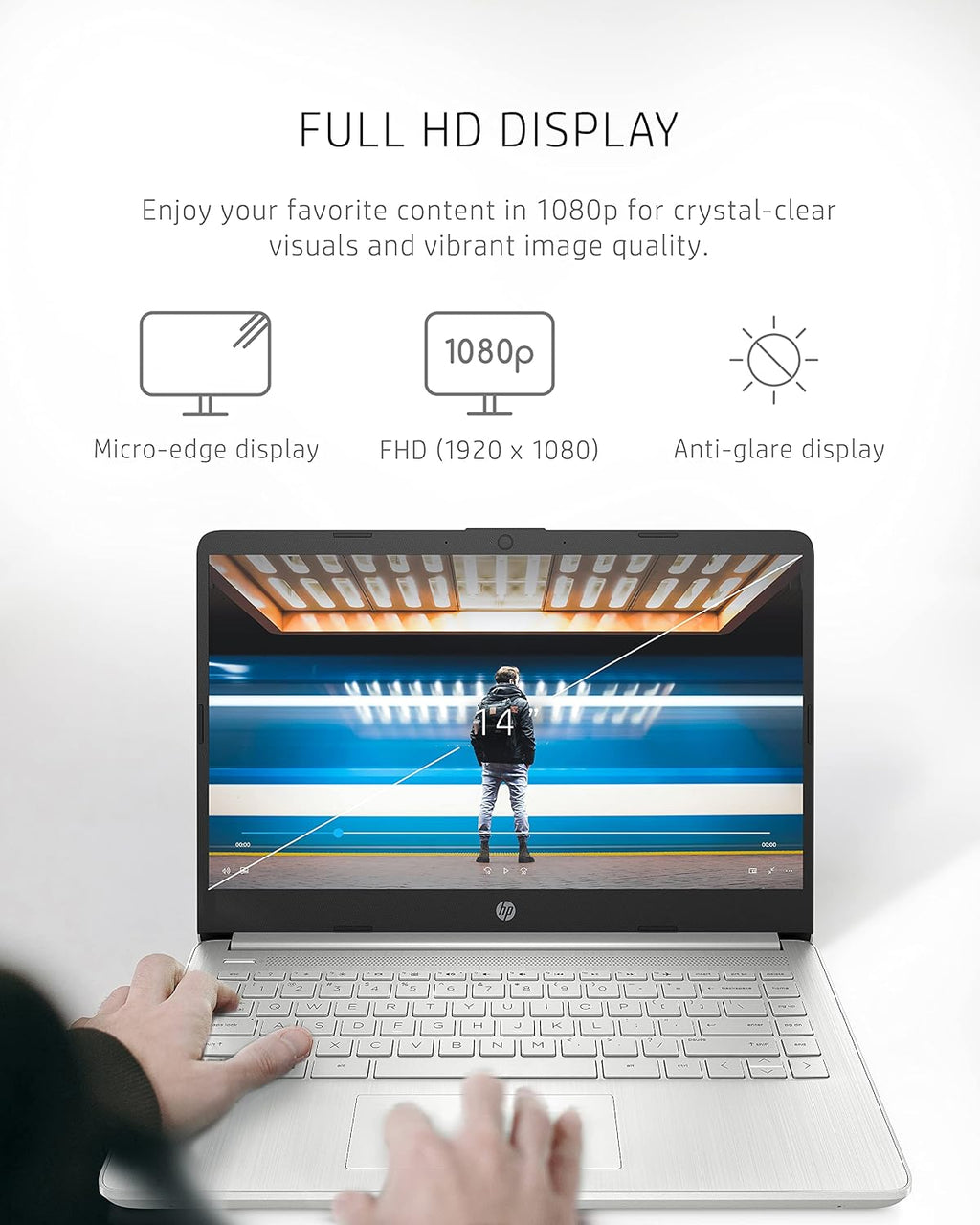 HP 14 Laptop, AMD Ryzen 5 5500U, 8 GB RAM, 256 GB SSD Storage, 14-inch Full HD Display, Windows 10 Home, Thin & Portable, Micro-Edge & Anti-Glare Screen, Long Battery Life (14-fq1021nr, 2021)