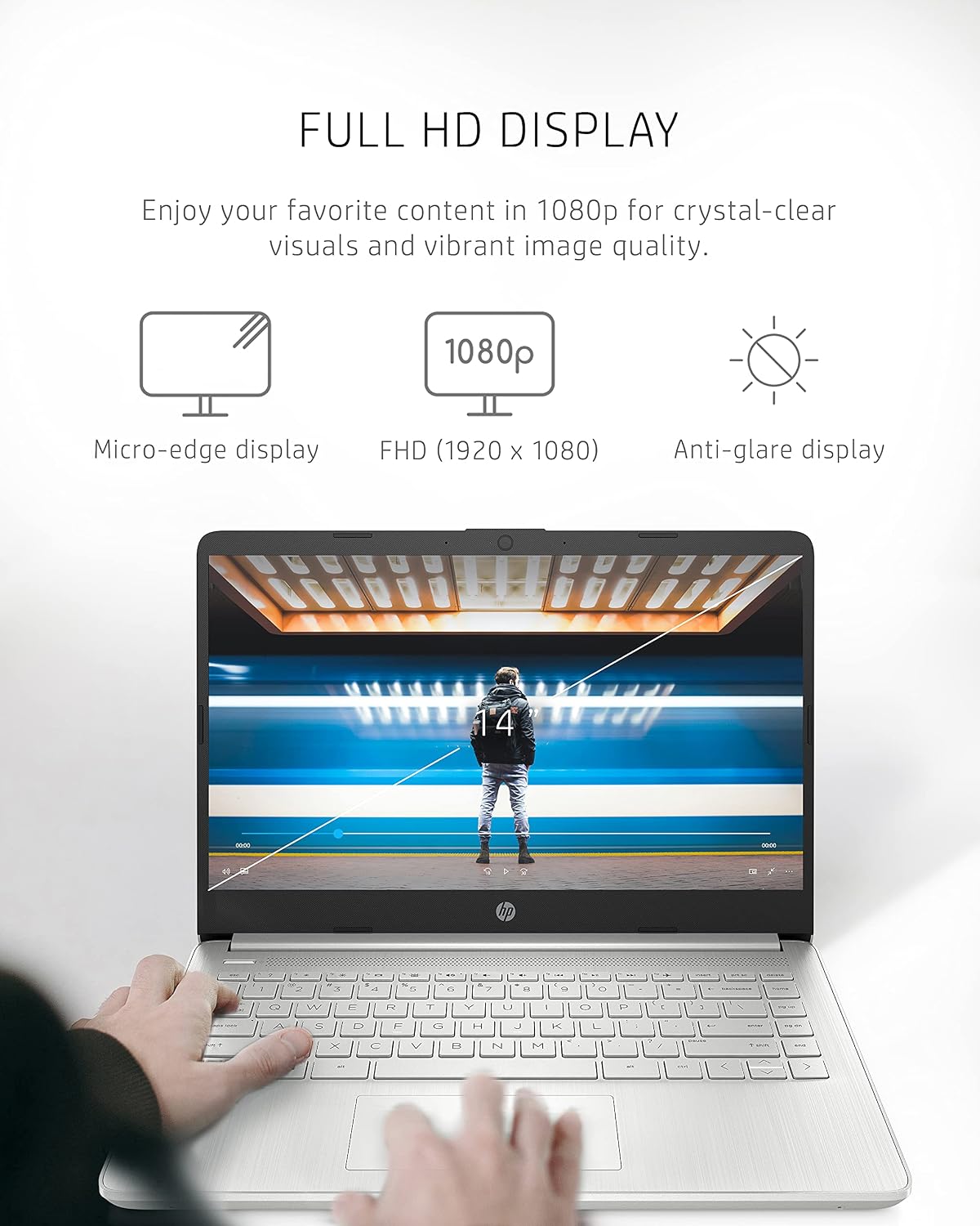 HP 14 Laptop, AMD Ryzen 5 5500U, 8 GB RAM, 256 GB SSD Storage, 14-inch Full HD Display, Windows 10 Home, Thin & Portable, Micro-Edge & Anti-Glare Screen, Long Battery Life (14-fq1021nr, 2021)