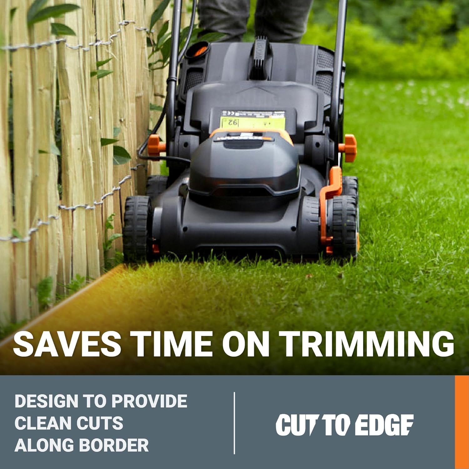 WORX 17' Cordless Lawn Mower, 2 in 1 Electric Mower Cuts Quietly, Compact & Lightweight Push Lawn Mower with 7-Position Height Adjustment for Small Yards, 2 Batteries & Charger Included, WG743