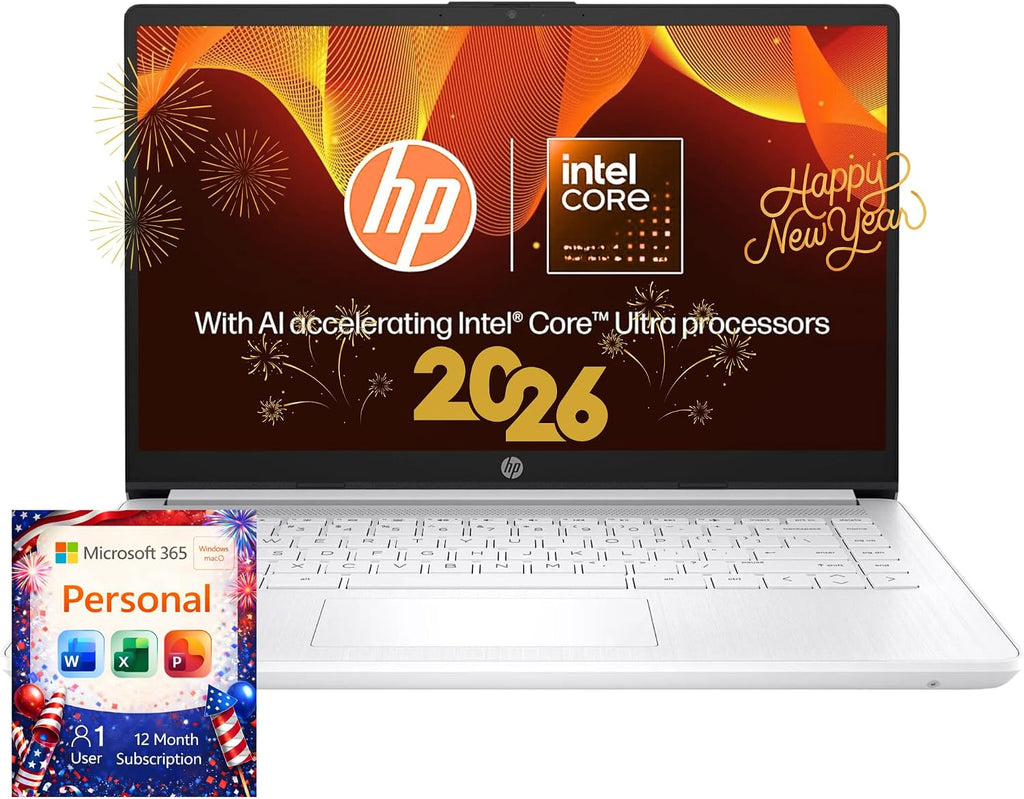HP Everyday Laptop | Office 365 | Intel Quad-Core Processor | 11.5 HRs Battery | 64GB SSD, 8GB RAM | Copilot AI Windows 11 w/o Mouse
