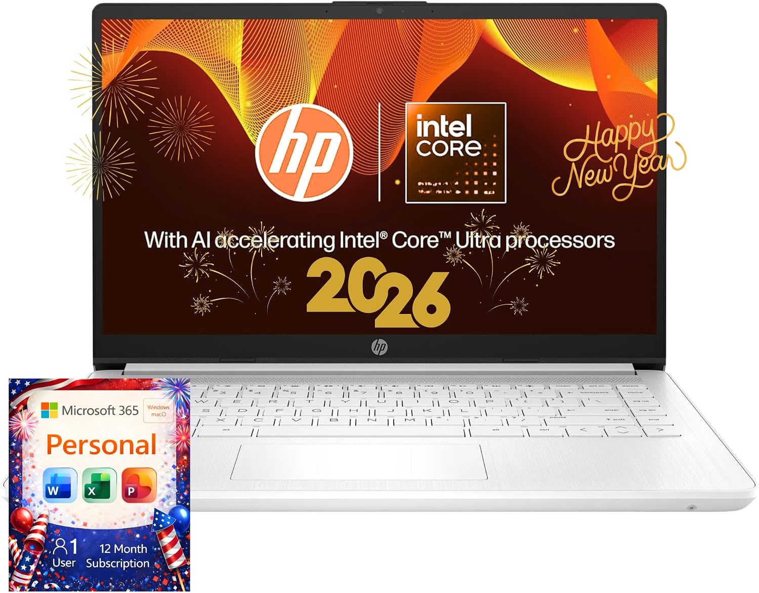 HP Everyday Laptop | Office 365 | Intel Quad-Core Processor | 11.5 HRs Battery | 64GB SSD, 8GB RAM | Copilot AI Windows 11 w/o Mouse