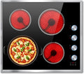 4 Burner Electric Cooktop, 24 Inch Electric Stove 6000W, 220V-240V Built-in Ceramic Stovetop with Knob Control, Child Lock, Timer Control, Residual Heat Indicator, Hard Wire(No Plug)