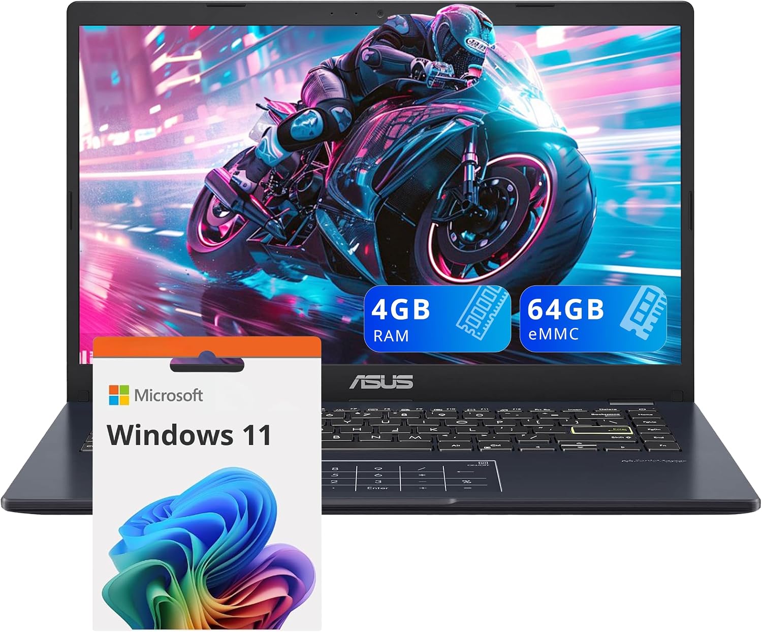 ASUS Laptop, 14-inch FHD Display, Intel Pentium Silver N6000, 4GB RAM, 64GB eMMC Storage, Windows 11 Home in S Mode, Intel UHD Graphics, Star Black, E410KA-PM464 (Renewed)