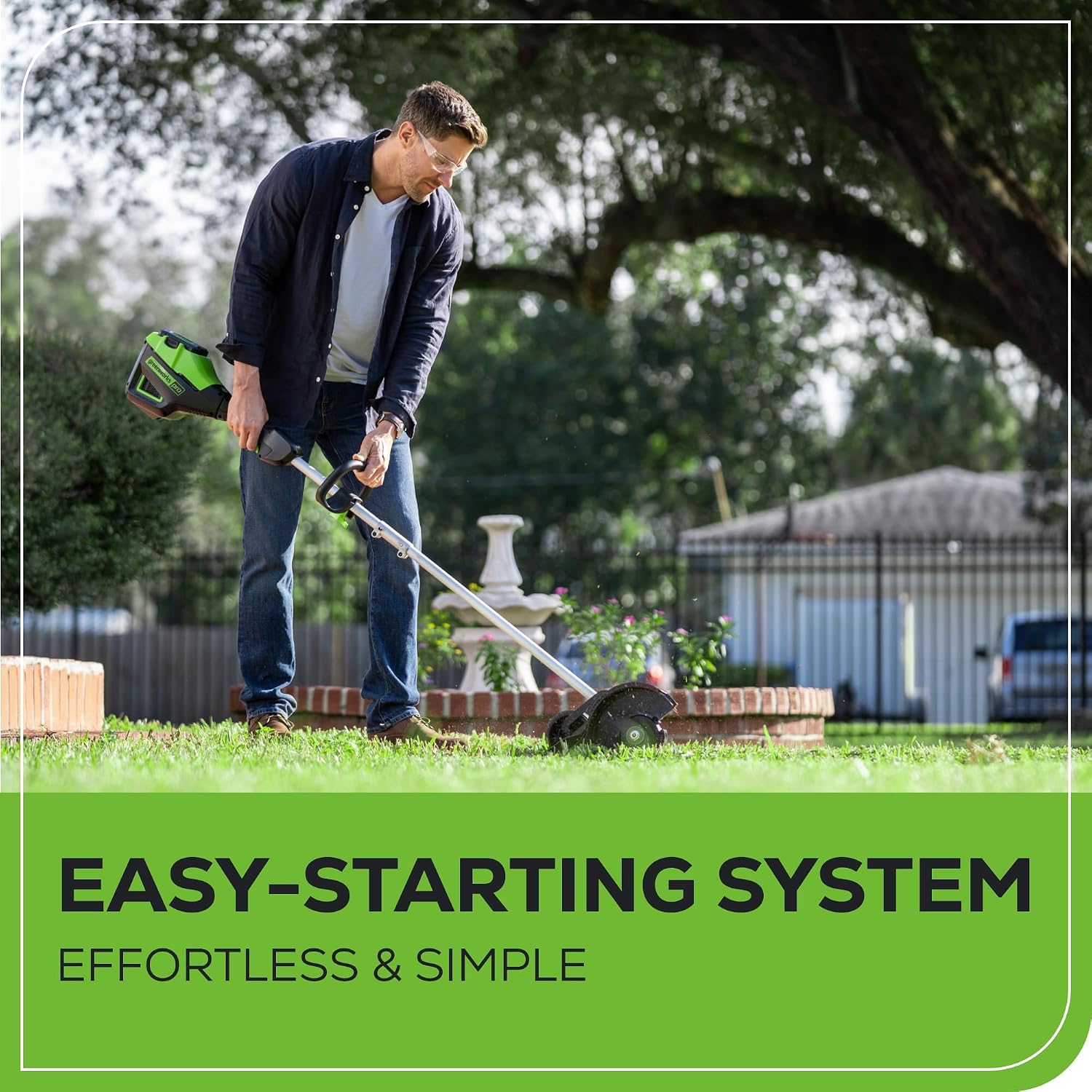Greenworks 60V 8' Brushless Cordless Edger with 2.0Ah Battery & Charger – Tool-Free Depth Adjustment, Lightweight Lawn Edging Tool, 4-Year Warranty