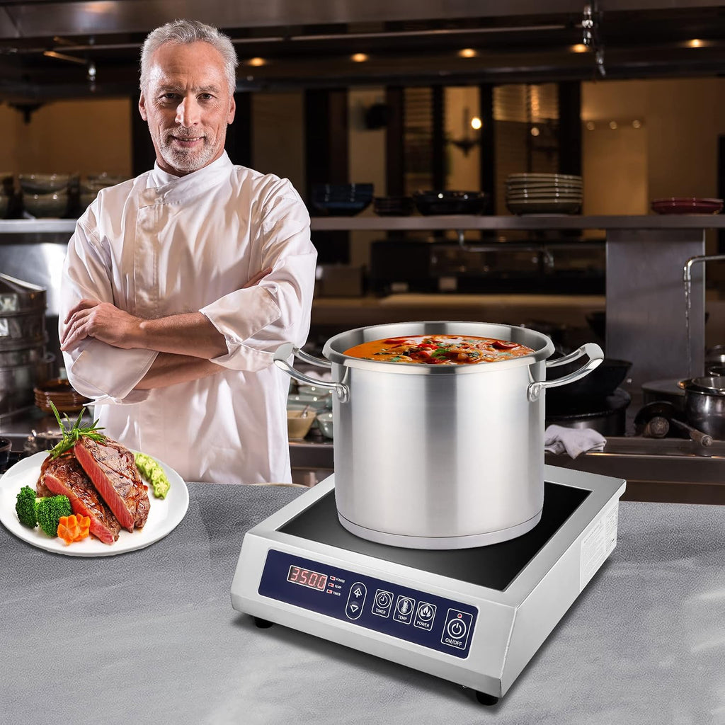 Commercial Induction Cooktop,Portable Electric Countertop Burner(3500W/ 240V) with Stainless Steel Housing, Durable Commercial Induction Hot Plate for Hotel Restaurant School