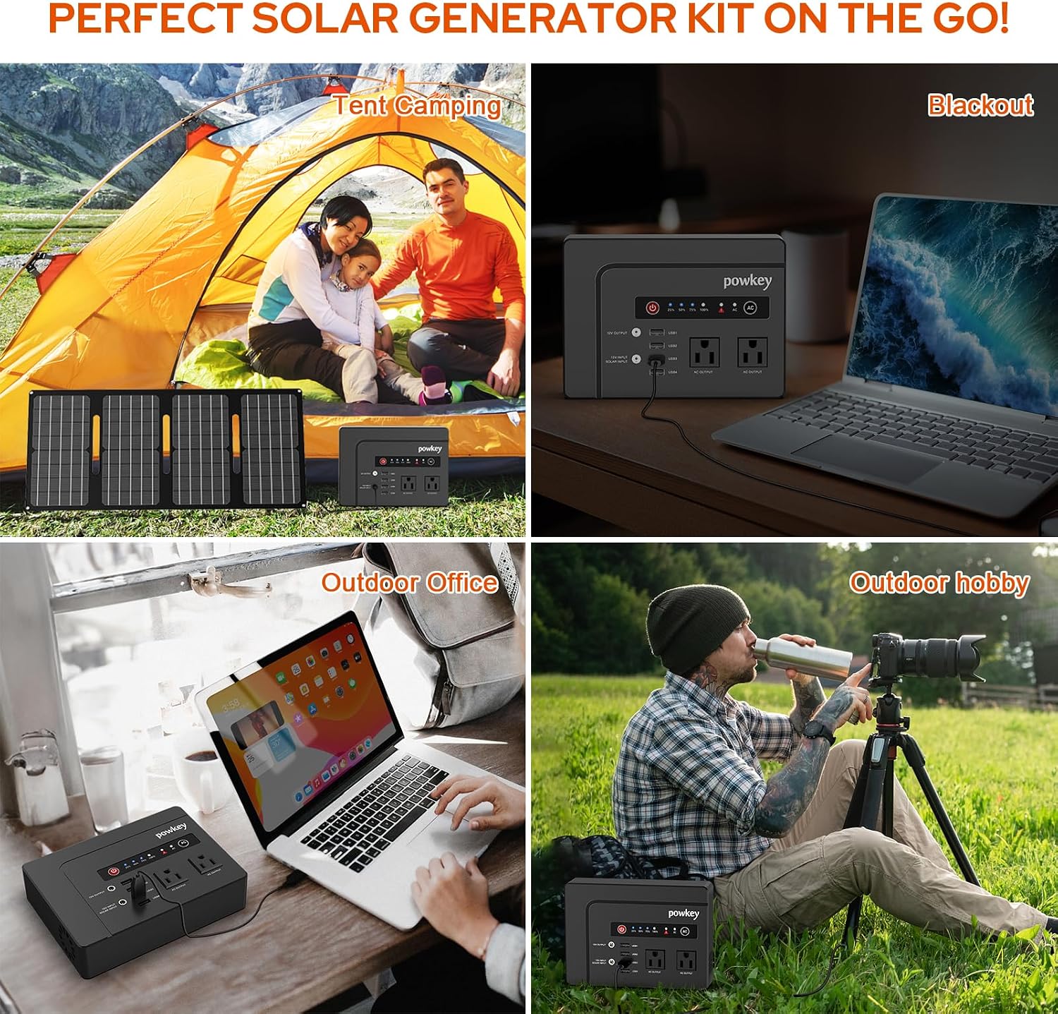 powkey 200W Portable Power Bank with Solar Panel 40W, 146Wh Power Bank with AC Outlet, High Eifficiency Waterproof Solar Panel Kit with Battery Bank for Outdoor Camping Home Backup