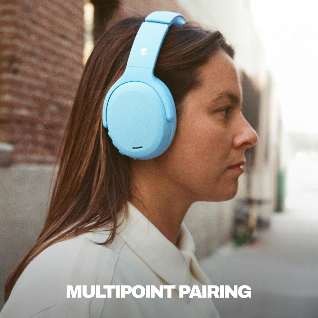 Skullcandy Crusher ANC 2 Wireless Over-Ear Bluetooth Headphones with Multi-Sensory Bass, Active Noise Cancelling, Up to 60 Hours Battery, Microphone for iPhone Android - Preppy Blue