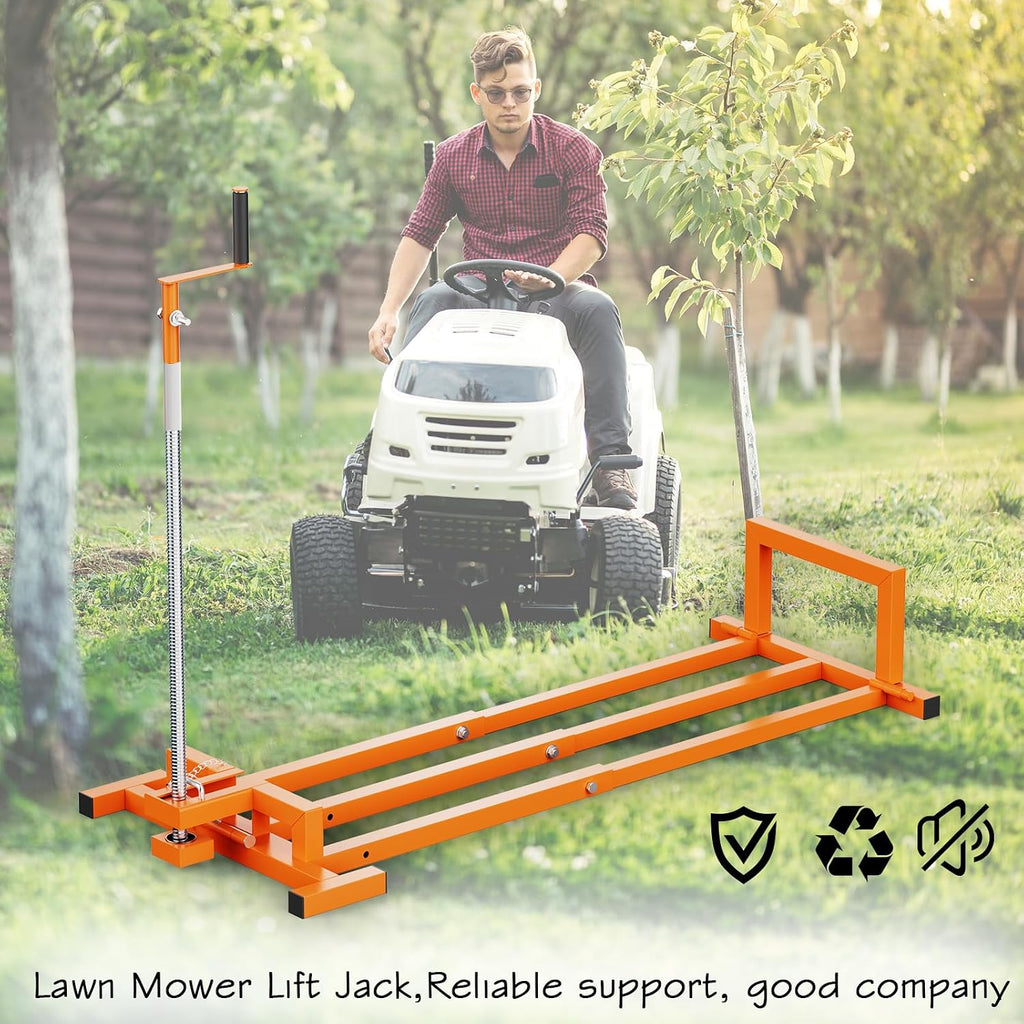 Lawn Mower Jack Lift, Upgraded Lawn Tractor Lift with 1000 Lb Weight Capacity, Retractable Riding Mower Lift Installation is Simple, Easy to Store (High Carbon Steel)