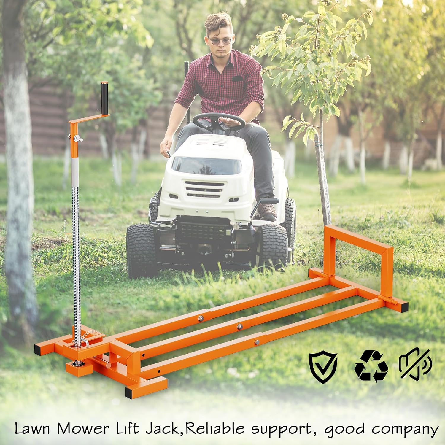 Lawn Mower Jack Lift, Upgraded Lawn Tractor Lift with 1000 Lb Weight Capacity, Retractable Riding Mower Lift Installation is Simple, Easy to Store (High Carbon Steel)