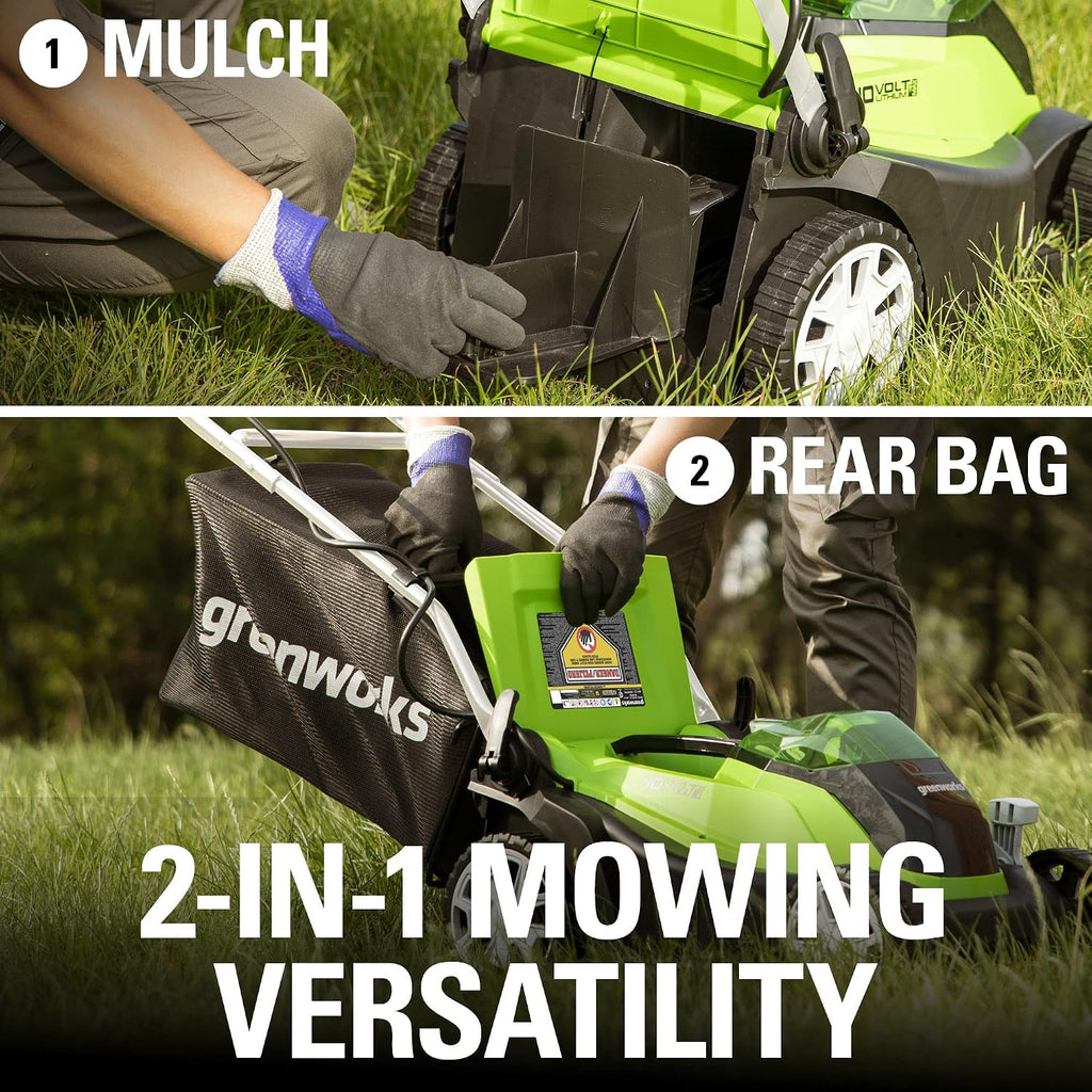 Greenworks 40V 14' Cordless (Push) Lawn Mower (75+ Compatible Tools), 4.0Ah Battery and Charger Included