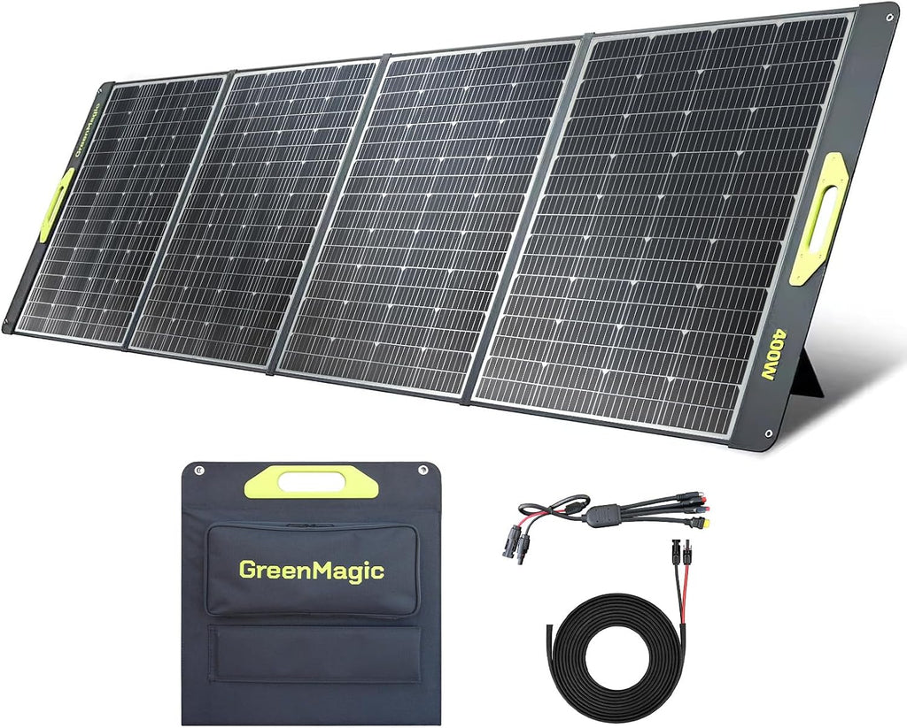 Greenmagic Portable 400 Watt Solar Panel, 39V 400W Foldable Panel Solar Charger Lightweight Durable Compatible with Most 40v Portable Solar Generator Power Station on The Market for RV Camping Home