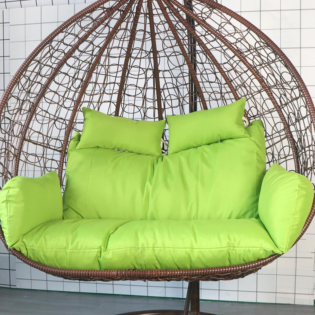 Hammock Swing Chair Cushion, Swing Chair Replacement Pad, Double Egg Chair Cushion Luxury Outdoor Patio Wicker Loveseat Hanging Chair Cushion for 2 Persons Patio Backyard Balcony,Green