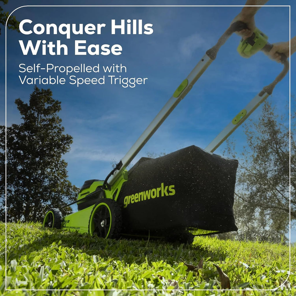 Greenworks 60V 21' Dual-Blade Self-Propelled Lawn Mower with (2) 5.0 Ah Batteries & Rapid Charger