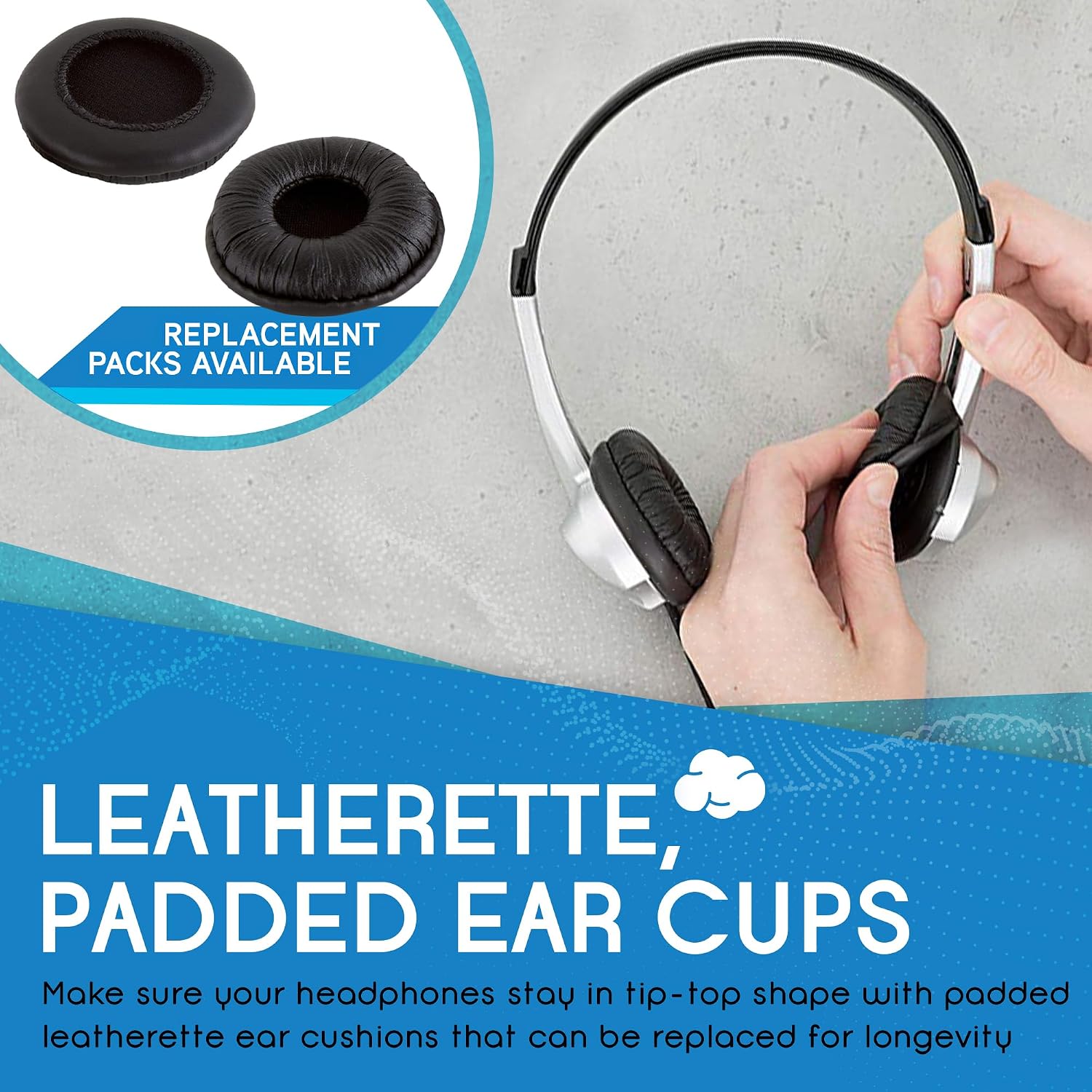Egghead Stereo School Headphone W/Leatherette Ear Cushion (Pack of 20), black/silver