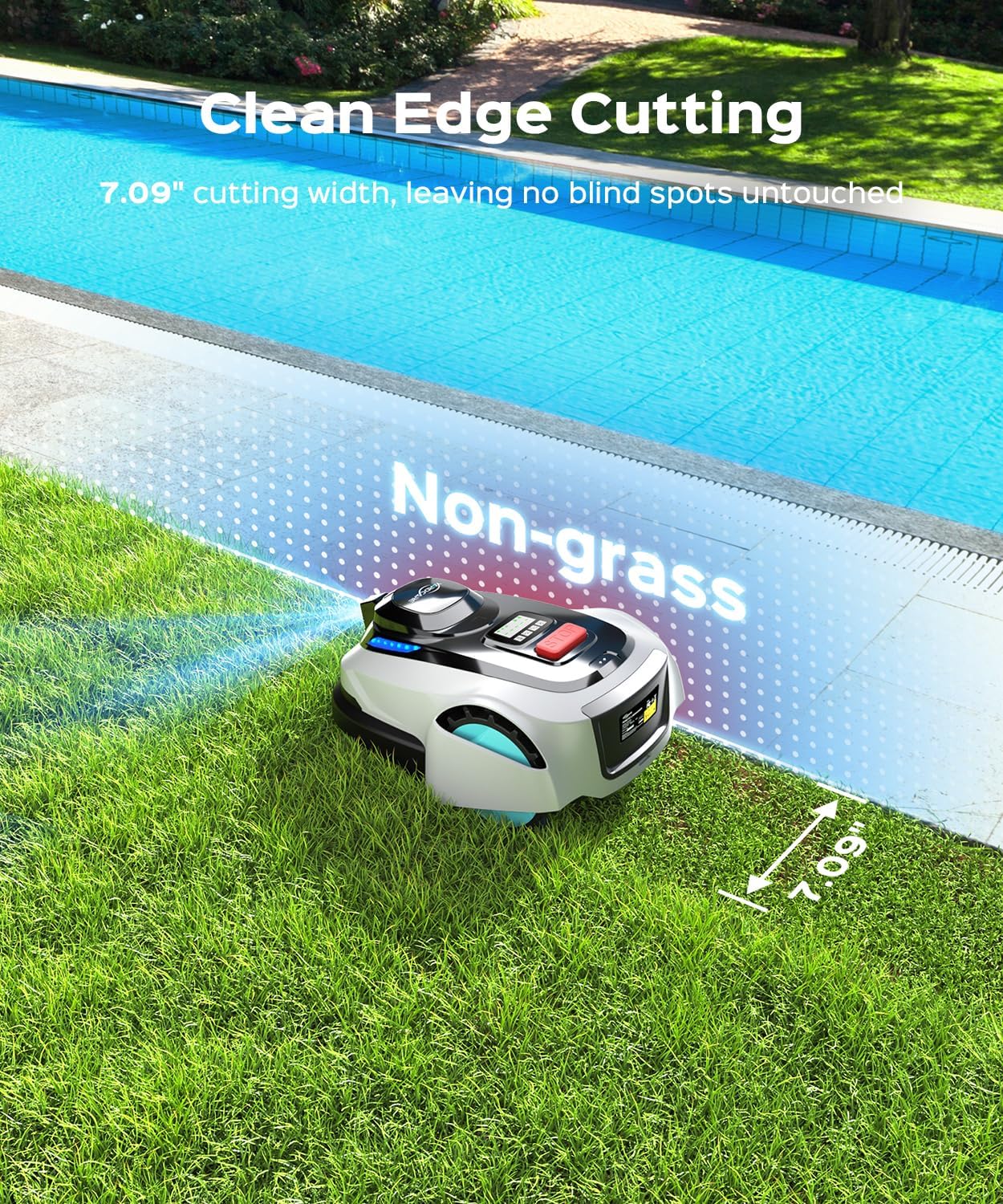 YARDCARE N1600 PRO Wireless Robot Lawn Mower, RTK+Vision Navigation, 0.4 Acre Coverage, APP Smart Control, Multi-Zone Mowing, Ordered Cutting Path, Smart Robot Lawn Mower for Yards