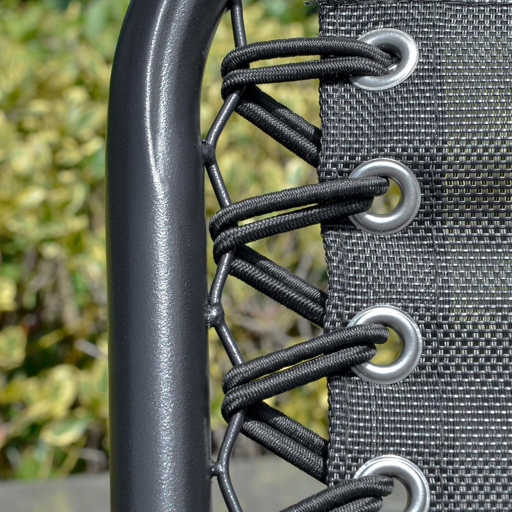 Outsunny 2-Seater Patio Swing Chair, Outdoor Canopy Swing Glider with Pivot Storage Table, Cup Holder, Adjustable Shade, Bungie Seat Suspension and Weather Resistant Steel Frame, Black