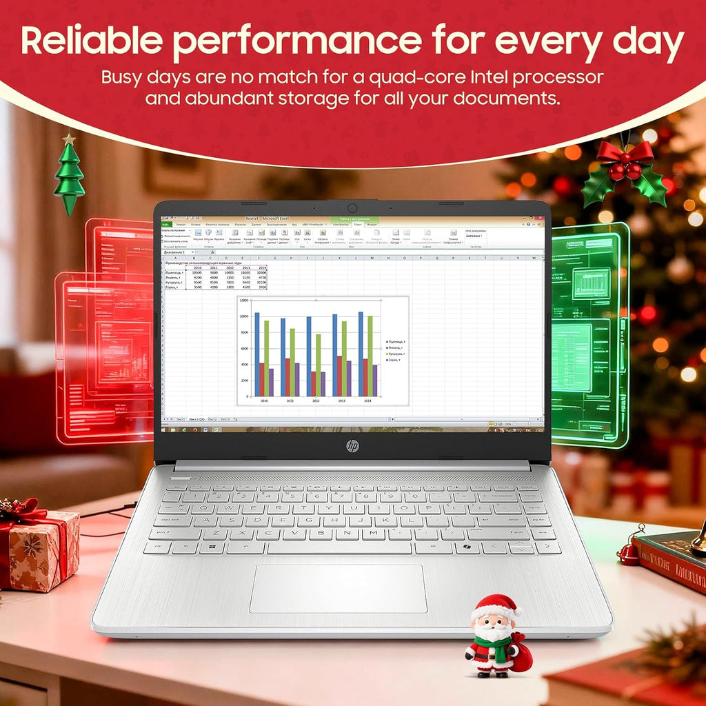 HP 2025 14' Laptop Computer for Business & Student, Intel Processor N150, 16 GB RAM, 384 GB Storage(128GB UFS+256GB MSD), AI Copilot, Wi-Fi 6, Windows 11 Pro, Thin & Light, Up to 11-Hour Battery Life