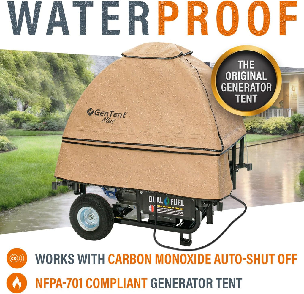 GenTent Open Frame Running Cover - Universal Adapter Kit Generator Tent (Beige, Original - Plus)