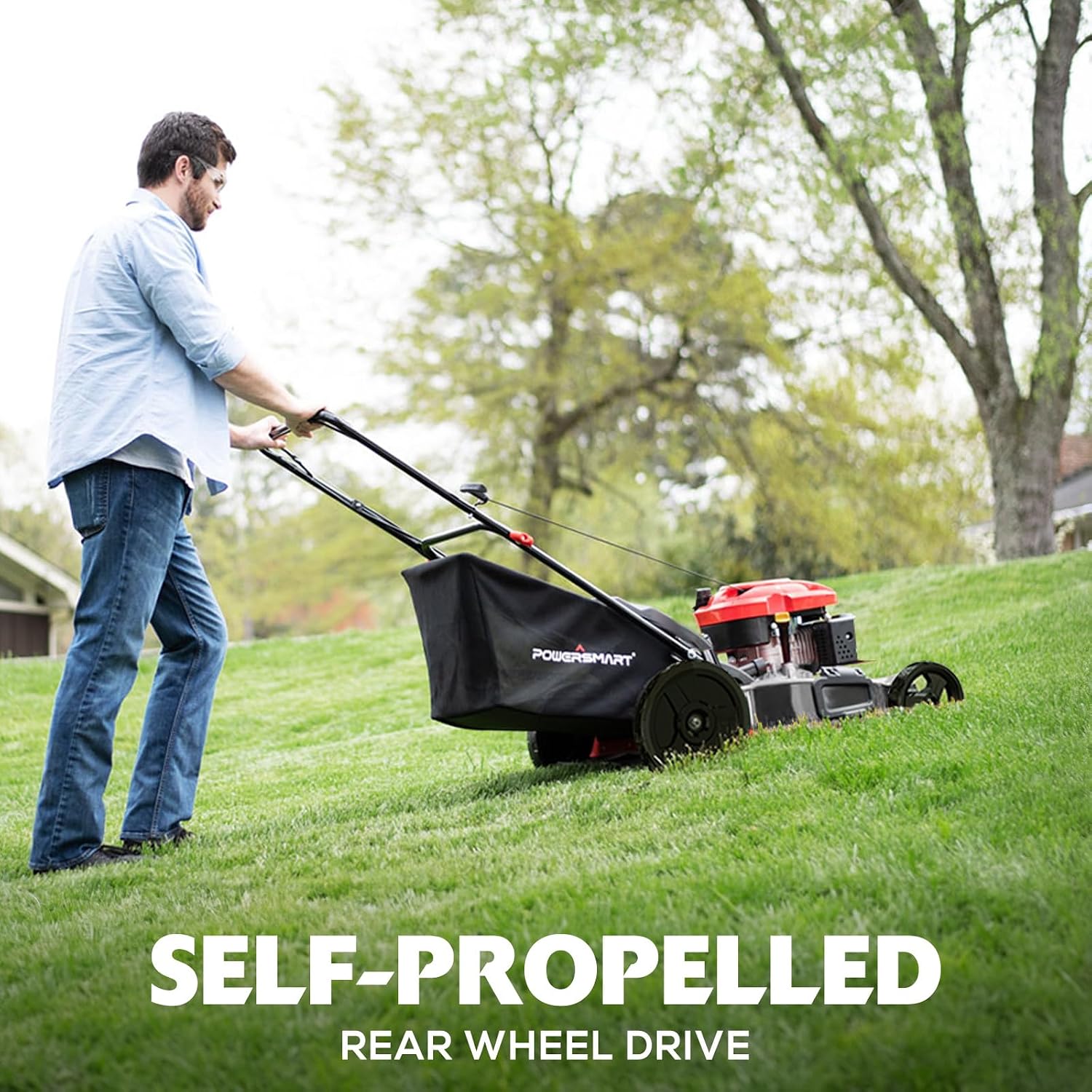 AMERISUN Self Propelled Gas Lawn Mower, 21' with 170cc 4-Cycle OHV Engine 3-in-1 RWD Self-Propelled Lawn Mower (AV8621S1)