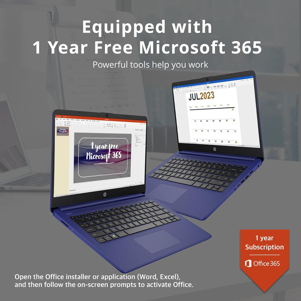 HP Stream 14″ HD Laptop for Students & Business, Intel Celeron Processor, 8GB RAM, 224GB Storage (64GB eMMC + 160GB Docking Station Set), UHD Graphics, 1 Year Office 365, 720p Webcam, Win 11, Blue