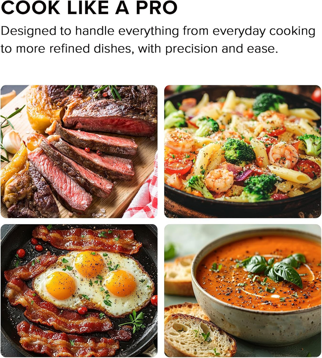 Nuwave PIC Double Portable Induction Cooktop, 900W/1500W/1800W Options, Two 8' Heating Zones, 106 Precise Temperatures from 50°F–575°F in 5°F Increments, Shatter-Resistant Ceramic Glass