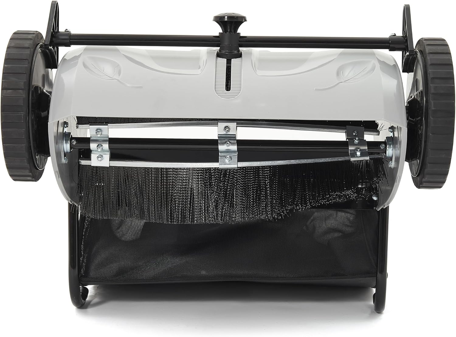 Dapper Supply 22-Inch Push Lawn Sweeper, Grass, Lawn and Leaf Cleanup Collector with Large 3.5 cu. ft. Hopper Bag, Durable Wheels, and Dual Spinning Brushes, Grey