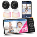 VTech Smart HD Plus Twin 2-Camera Smart WiFi Baby Monitor – 2K Cameras, 5.5' HD Split-Screen, 24X Zoom, Free App, Multi-Color Night Light