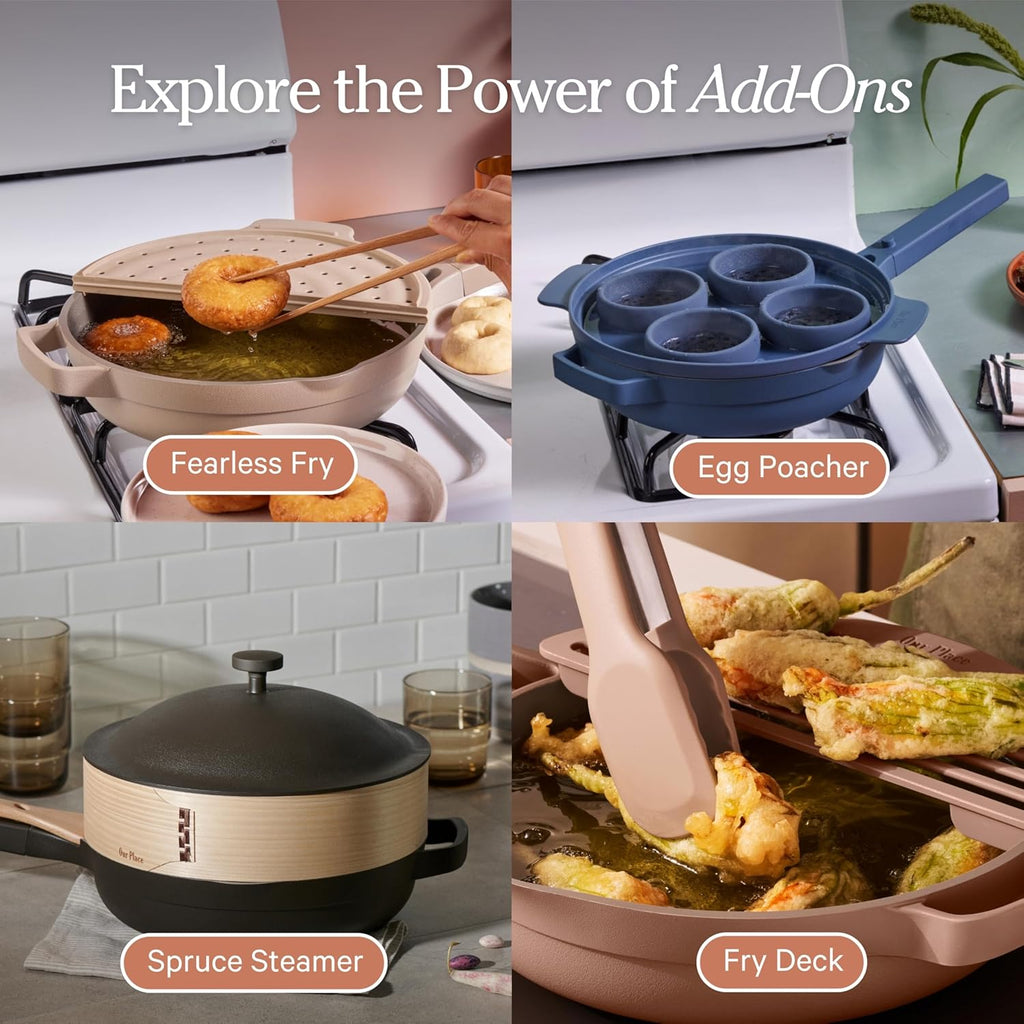 Our Place Always Pan 2.0 | 10.5' Ceramic Pan with Modular Lid, Steamer Basket & Spatula | Patented 10-in-1 Nonstick, Non-Toxic Cookware Made Without PFAS | Induction & Oven-Safe up to 450°F | Spice