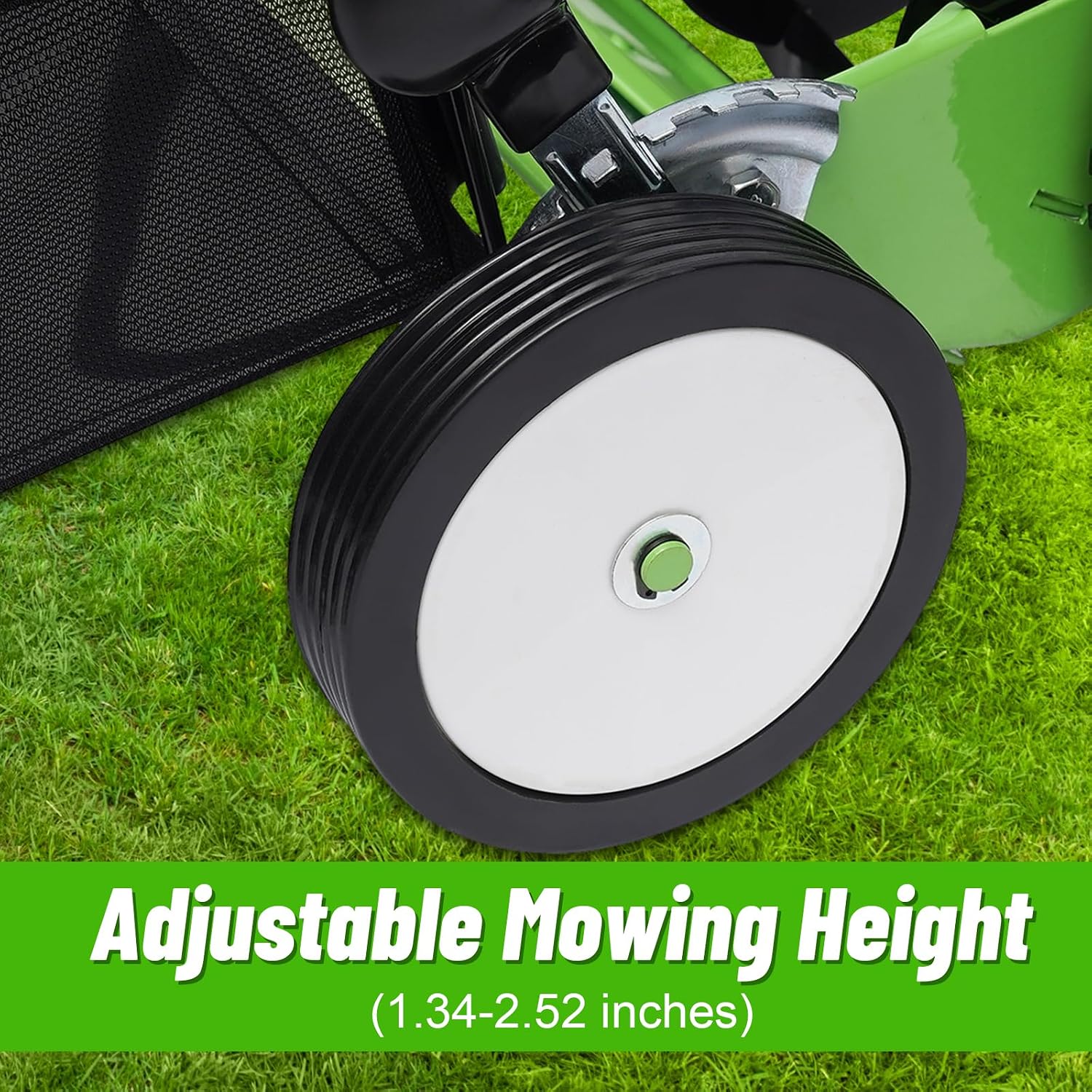 16-Inch 5-Blade Cordless Manual Reel Lawn Mower, Adjustable Cutting Height Manual Reel Mower with Removable Grass Collection Basket, 4 Wheels