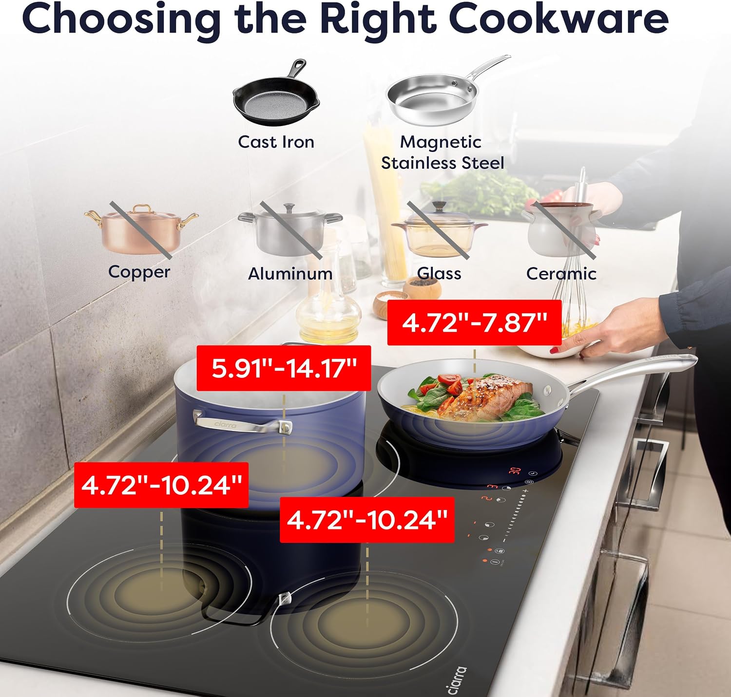 CIARRA 30 inch Induction Cooktop 4 Burners, 8200W Built-in Induction Stovetop with Booster, Timer & Safety Lock