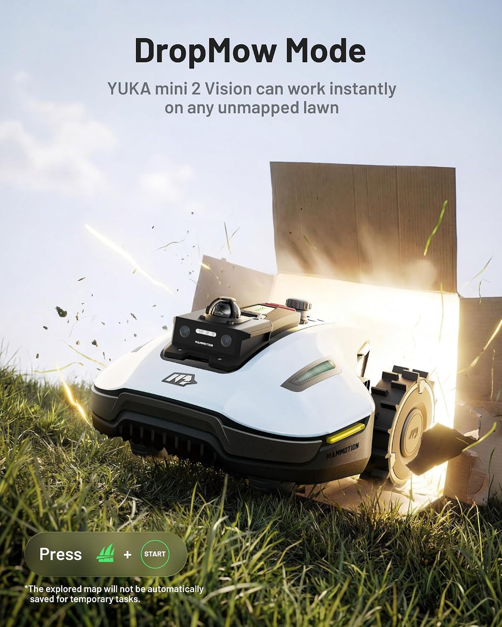 (2026 Upgrade) Mammotion YUKA mini 2 1000H Robotic Lawn Mower, for 0.25 Acre, 360° LiDAR + AI Vision, 45% Slope, DropMow, Smart Battery Management,Cutting Heights 2.0'-3.5'