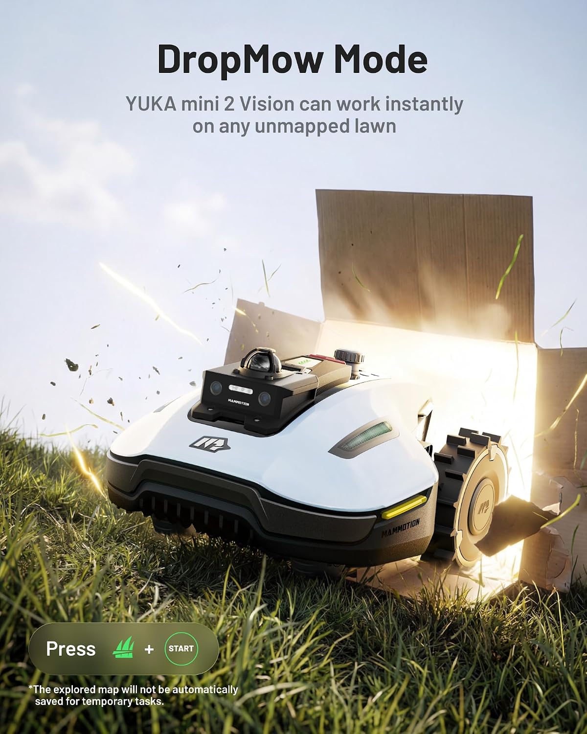 (2026 Upgrade) Mammotion YUKA mini 2 1000H Robotic Lawn Mower, for 0.25 Acre, 360° LiDAR + AI Vision, 45% Slope, DropMow, Smart Battery Management,Cutting Heights 2.0'-3.5'