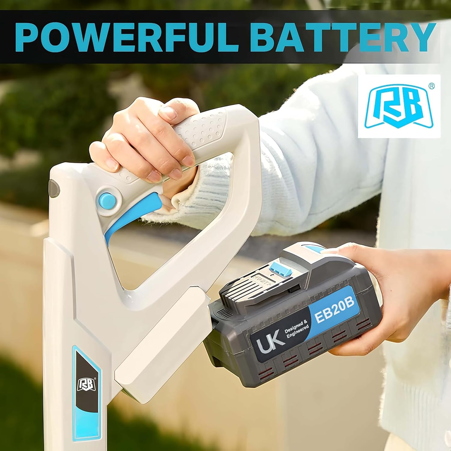 RB 9' Small Lawn Mower for Small Spaces, 40V 2Ah Battery & Charger, Ultra-Light Mini Cordless Lawn Mower with Brushless Motor, 3 Cutting Heights, One-Hand Steering, Upright Storage for Tiny Yards