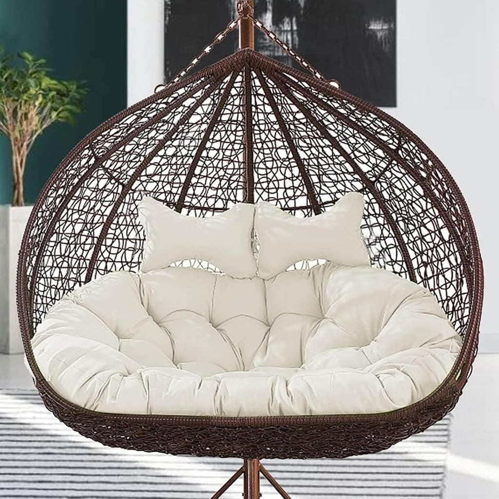 Generic Double Swing Chair Cushion Replacement, Large Egg Chair Cushion with Adjustable Pillow for Indoor Outdoor Garden Balcony Rocking Hanging Basket Rattan Chair Rest Seat Pad(E), Size